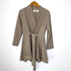 Rosie‎ Neira wool tie front long cardigan